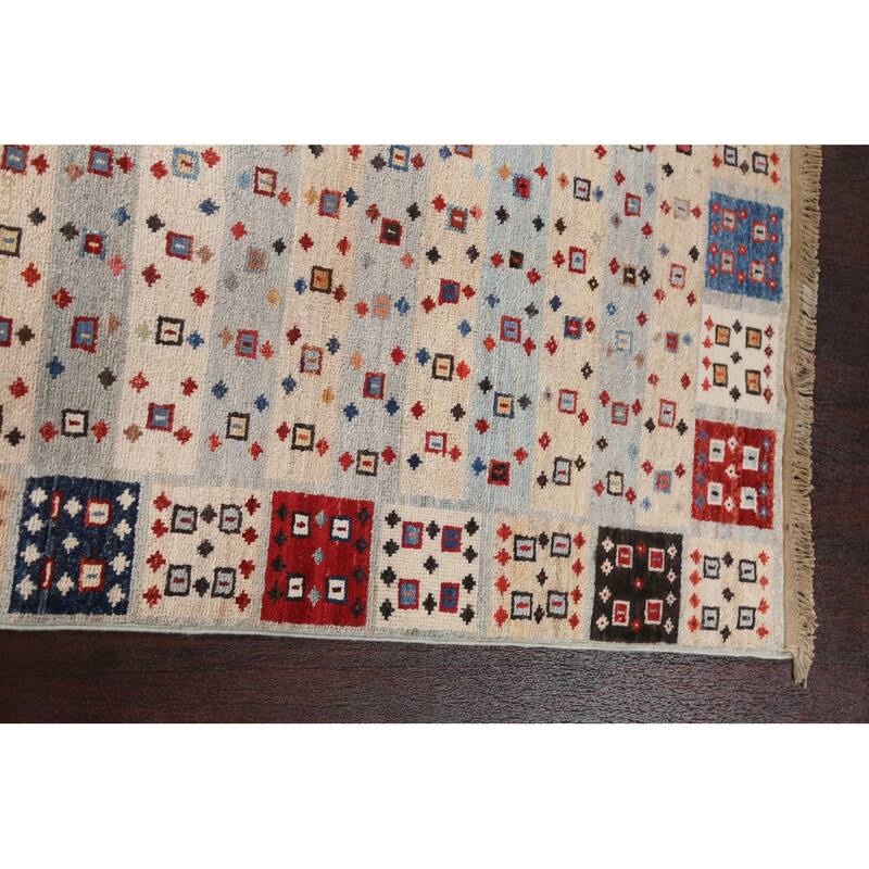 Vegetable Dye Gabbeh Kashkoli Oriental Area Rug Handmade Wool Carpet - 4'11" x 9'5"