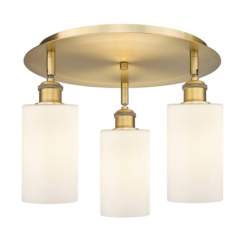 Innovations Lighting Clymer - 3 Light 16" Flush Mount - Brushed Brass/Matte White