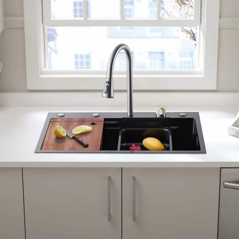 Lordear 29.5" Versatile Workstation Drop-In Stainless Steel Kitchen Sink 16 Gauge Single Bowl - 29.5"x18"