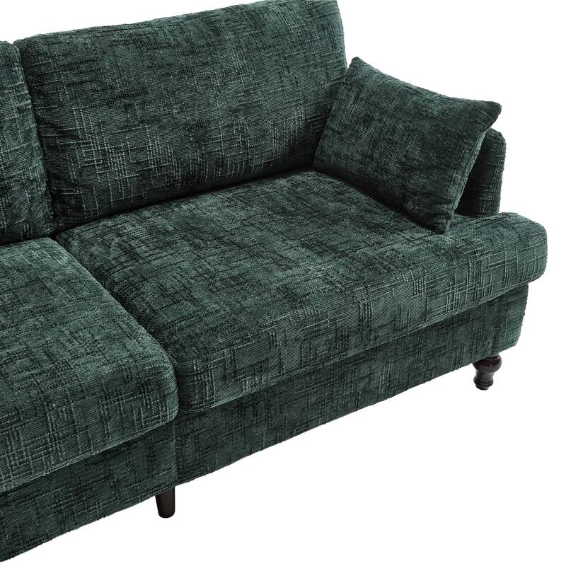 Modern Style Chenille 2-Seater Wood-Legged Sofa With Led Light,USB Charging Port And Storage Bag Living Room Bedroom Study Room