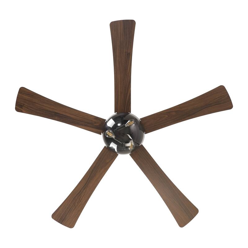 52" Modern Matte Black 5 Reversible Blades Ceiling Fan with Light and Remote