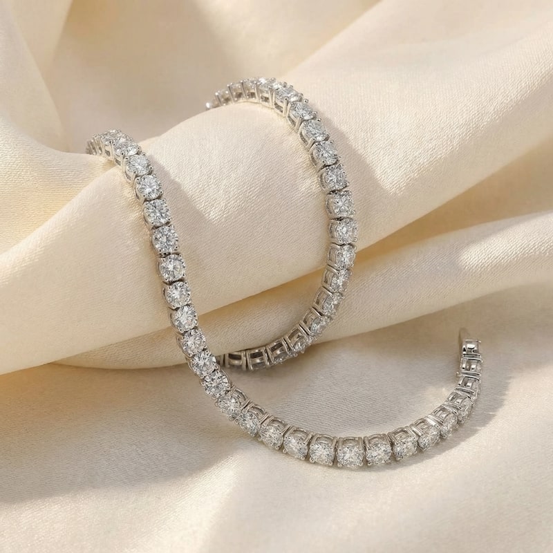 Bliss Diamond 8 TCW White Gold Round Diamond Tennis Bracelet Lab Grown