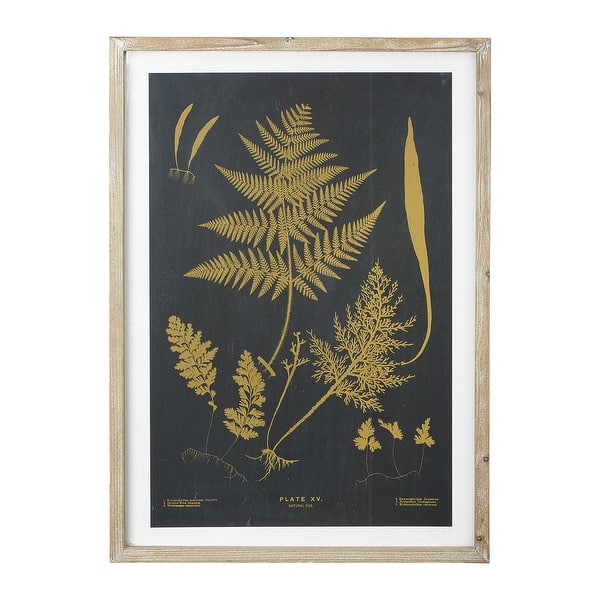slide 6 of 10, Wood and Glass Wall Decor With Fern, Black 19 x 24
