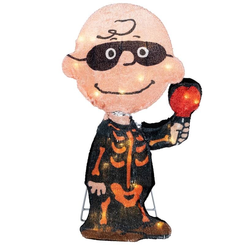 LED Lighted Charlie Brown Bones Outdoor Halloween Yard Decoration - 18"