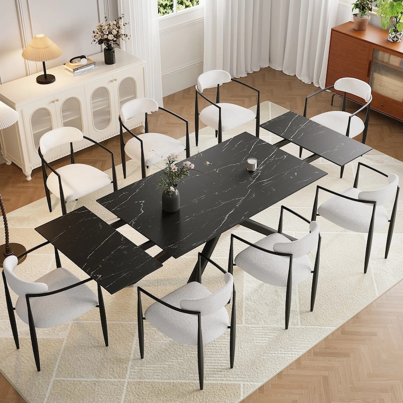 102.36 Inch Extendable Rectangular Sintered Stone Dining Table