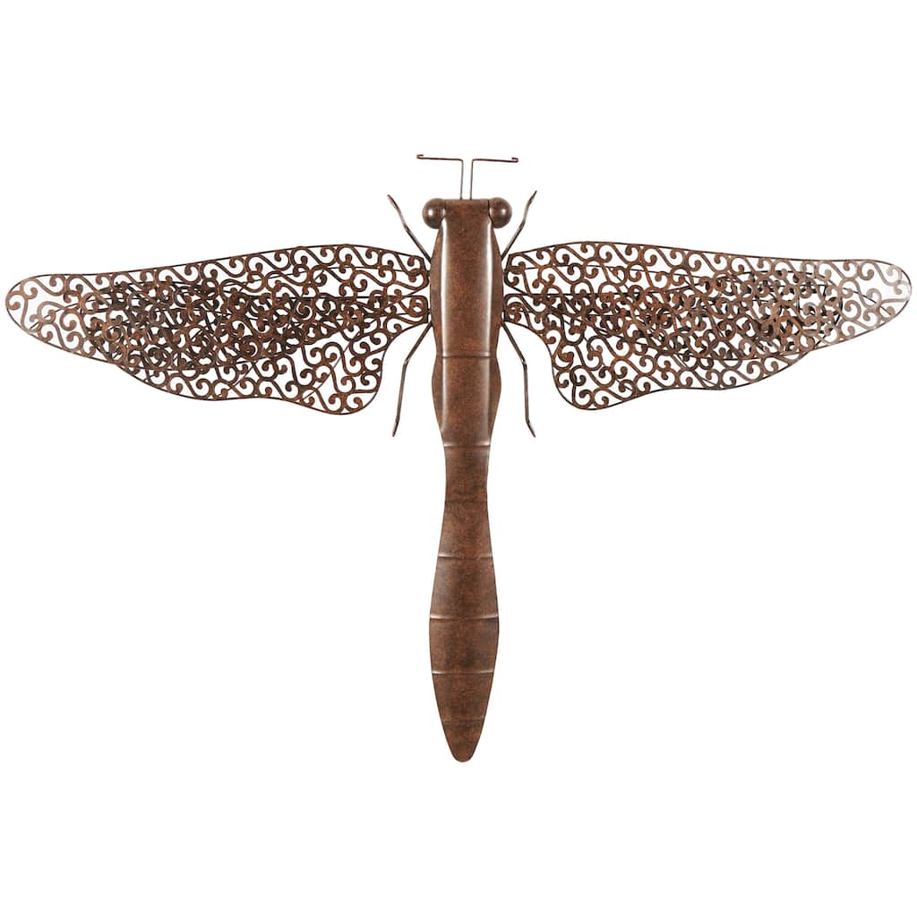 Metal Dragonfly Indoor Outdoor Home Wall Decor - Brown - Roche River Decor