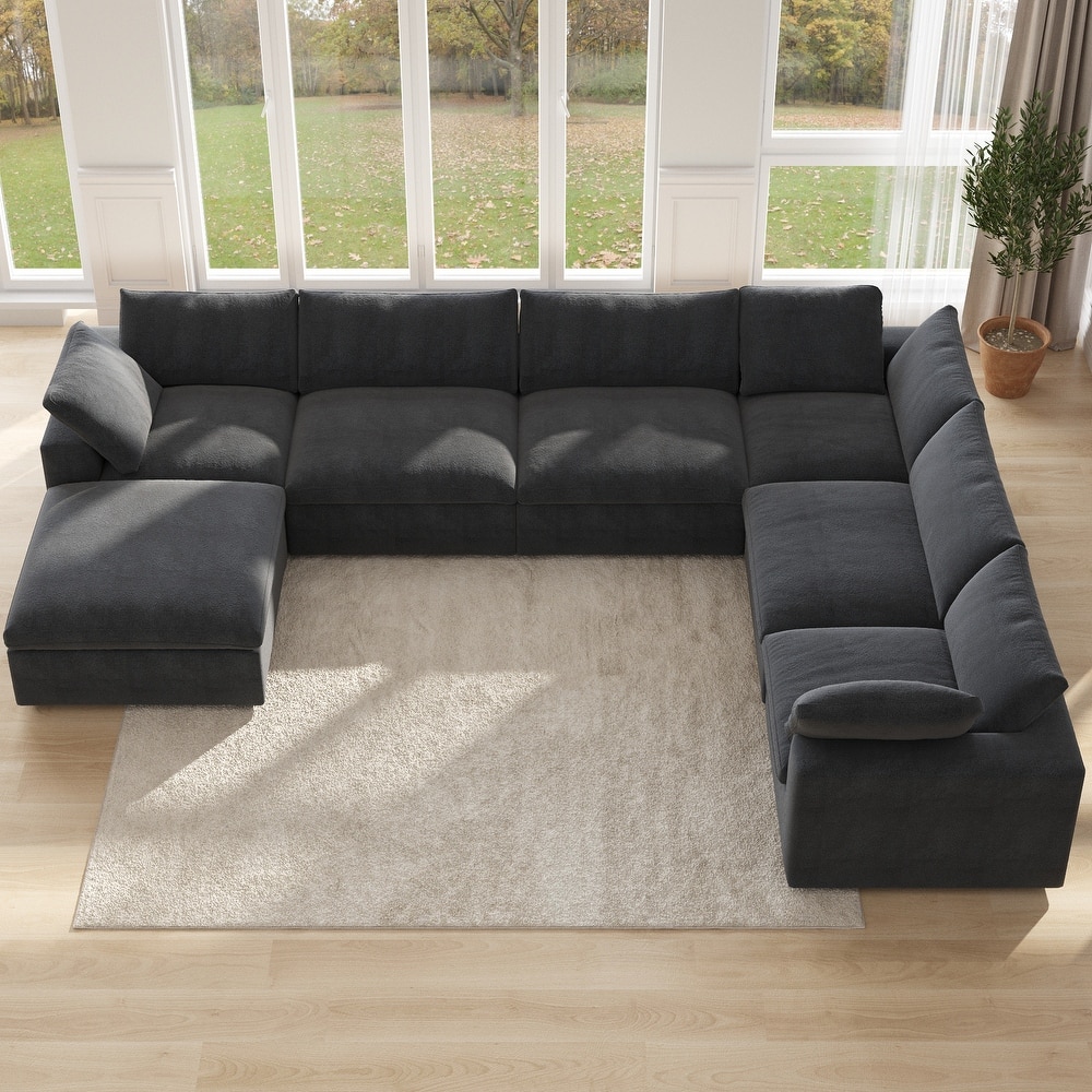 Cloud Couch Modular Sectional Sofa Oversized Down Filled Corner 7 Seater L-Shaped Couch with Ottoman for Living Room Set