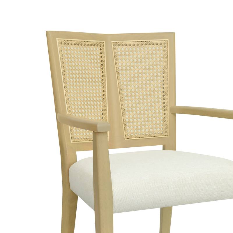 Christopher Knight Home - Harrison Mid-Century Upholstered Arm Dining Chair Set of 2 with Rattan Back