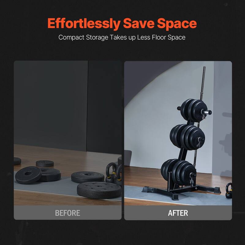 Black Metal Weight Rack with 1000lbs Capacity & Barbell Storage - 30.3x26.4x40.35inch