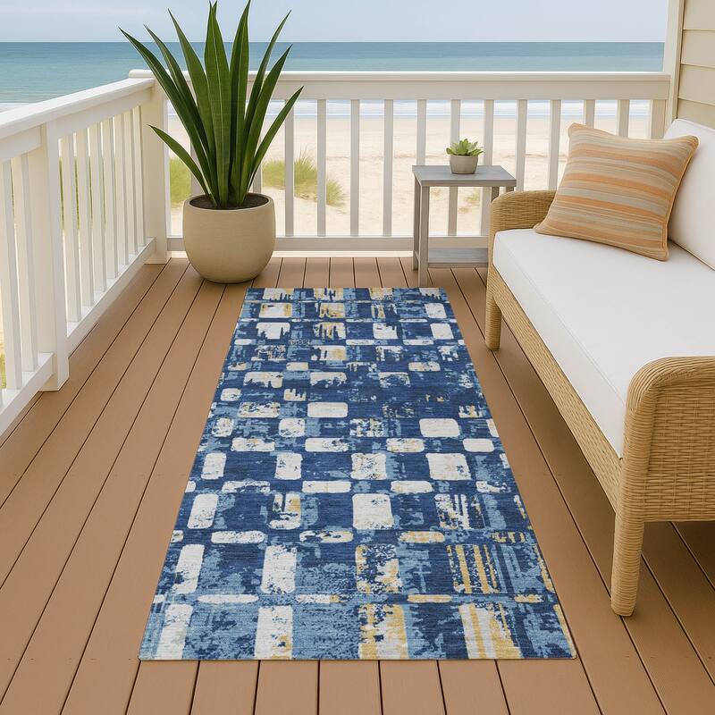 Machine Washable Indoor/ Outdoor Casual Foxfield Chantille Rug - Navy - 2'3" x 7'6"