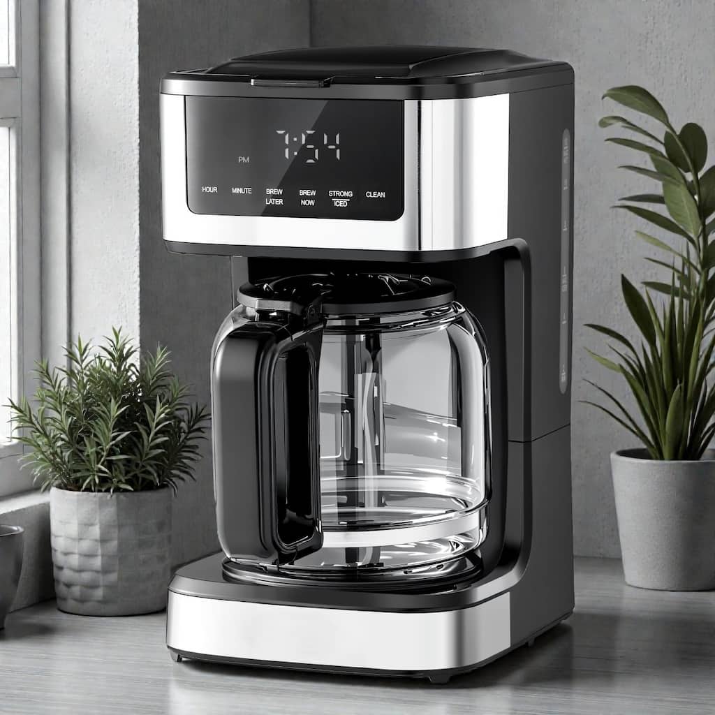 12 Cup Programmable Coffee Maker, Touch Screen Drip Coffee Machine with Keep Warm, Bold Brew, 24 Hour Timer