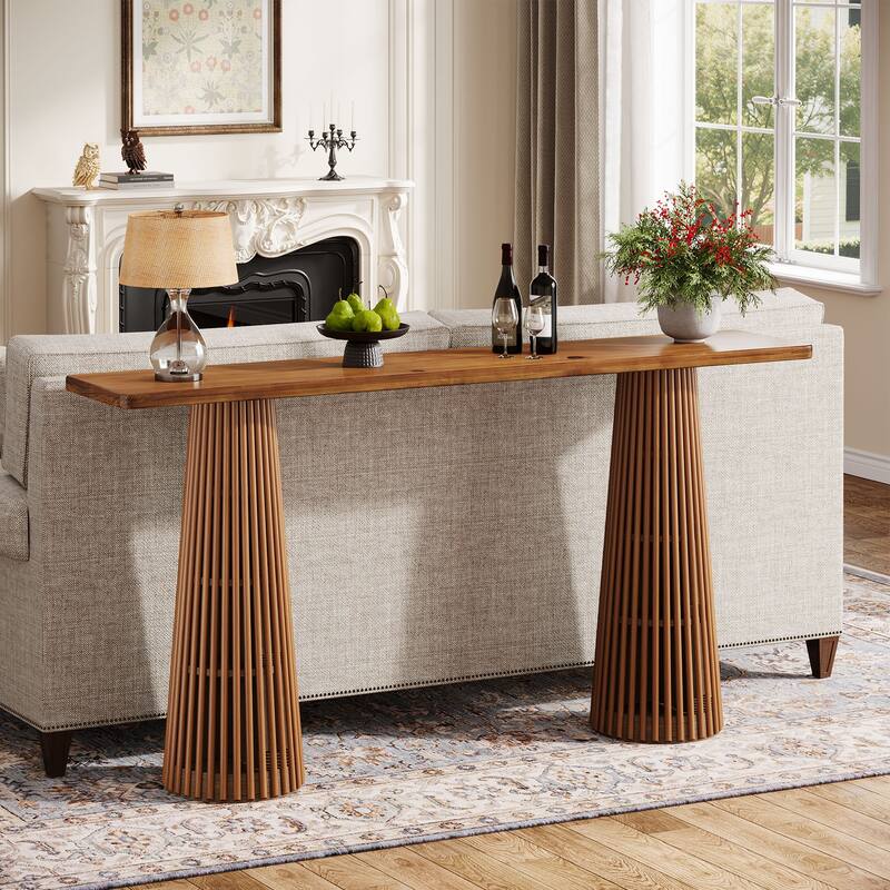 63'' Long Console Table, Wooden Sofa Table Behind the Couch Entryway Furniture