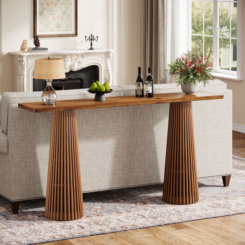 63-Inch Long Console Table for Entryway, Wooden Sofa Table Behind the Couch