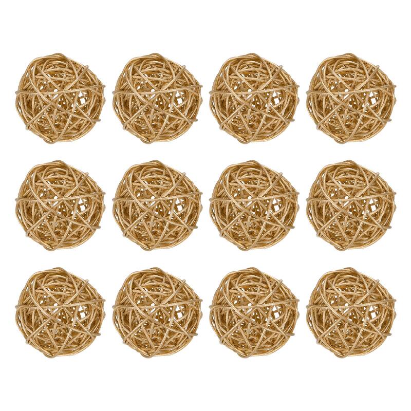 12 Pcs Wicker Rattan Balls 2.8In for Vase Fillers Party Decorative