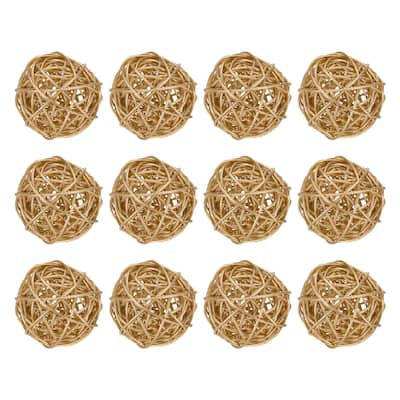 12 Pcs Wicker Rattan Balls 2.8In for Vase Fillers Party Decorative