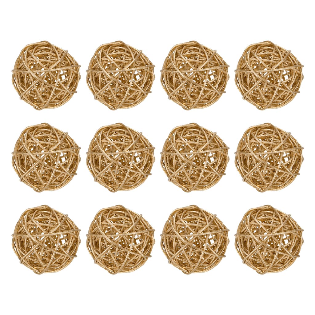 12 Pcs Wicker Rattan Balls 2.8In for Vase Fillers Party Decorative