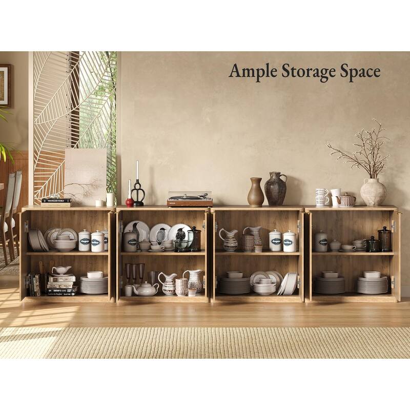 126" Buffet Cabinet with Storage, Fluted Sideboard with Adjustable Shelves for Living Room, Dining Room, Kitchen