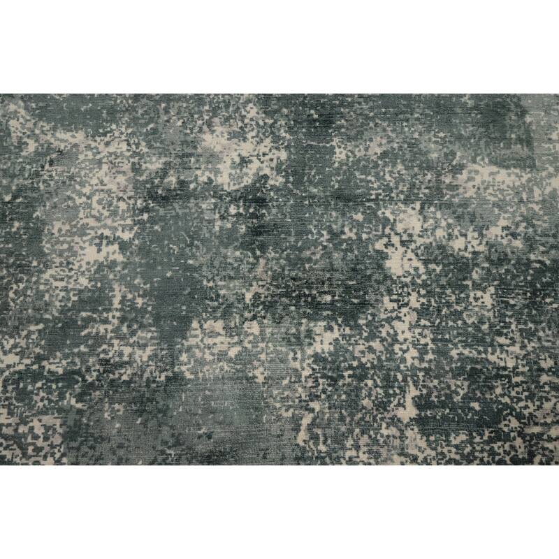 Hand Knotted Oriental Viscose Silk Carpet Modern Abstract Green Abstract Area Rug - 8' 1'' X 4' 11''