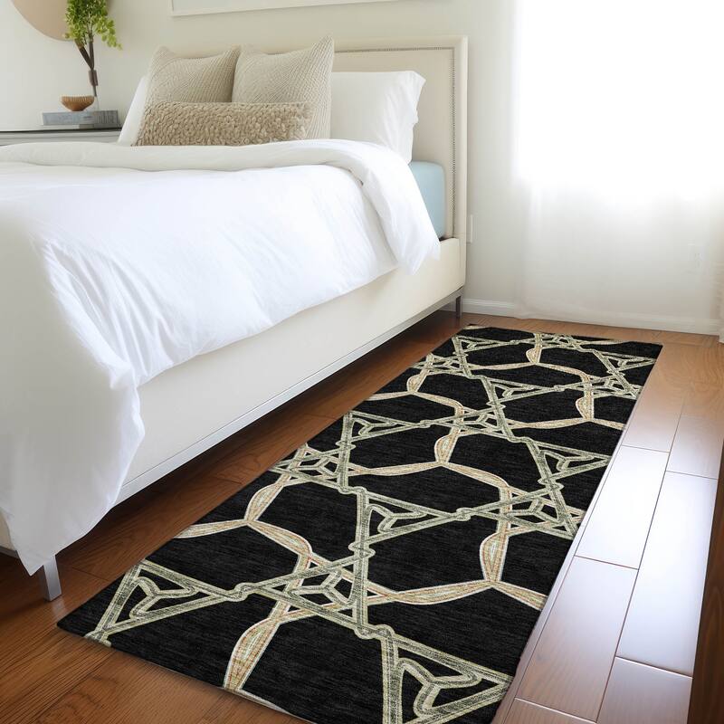 Premium Washable Super Soft Modern Tangle Mayfield Rug - Black - 2'3" x 7'6"