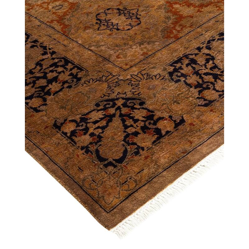 Overton Hand Knotted Wool Vintage Inspired Modern Contemporary Overdyed Gold Area Rug - 6' 3" x 8' 8"