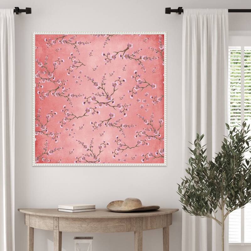 Sakura Love Coral by Monika Strigel Framed Canvas Wall Art Print