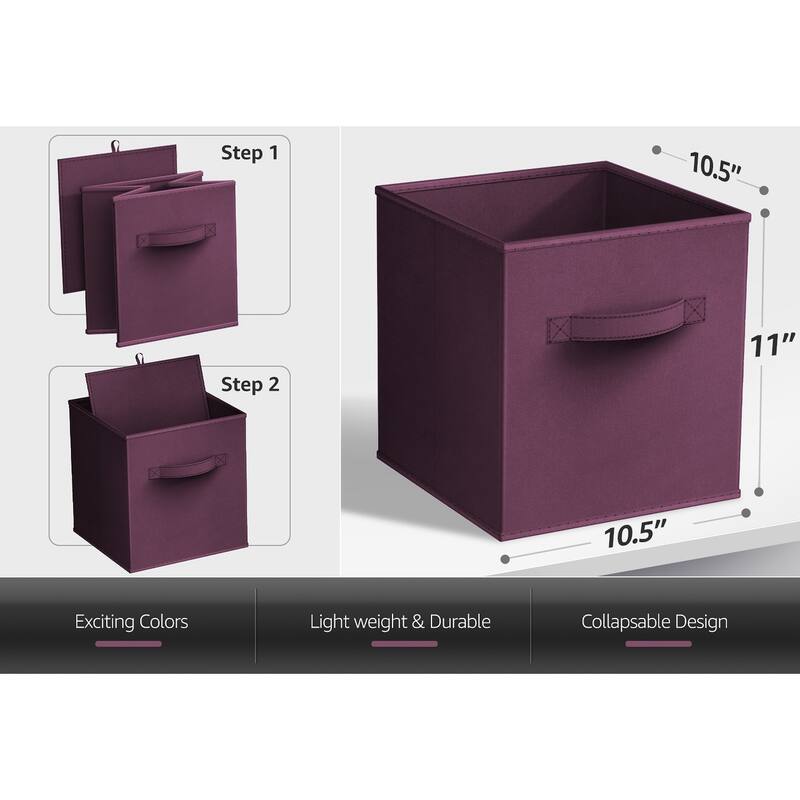 Sorbus Fabric Storage Bins 11" Foldable Cubes With Handles For Pantry, Cubbies, Toy And Closet Shelving Organization - 8Pk