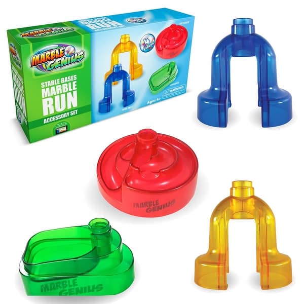 slide 2 of 6, Marble Genius Accessory, Stable Bases Add-On Set for Kids Ages 4+, 4 pieces