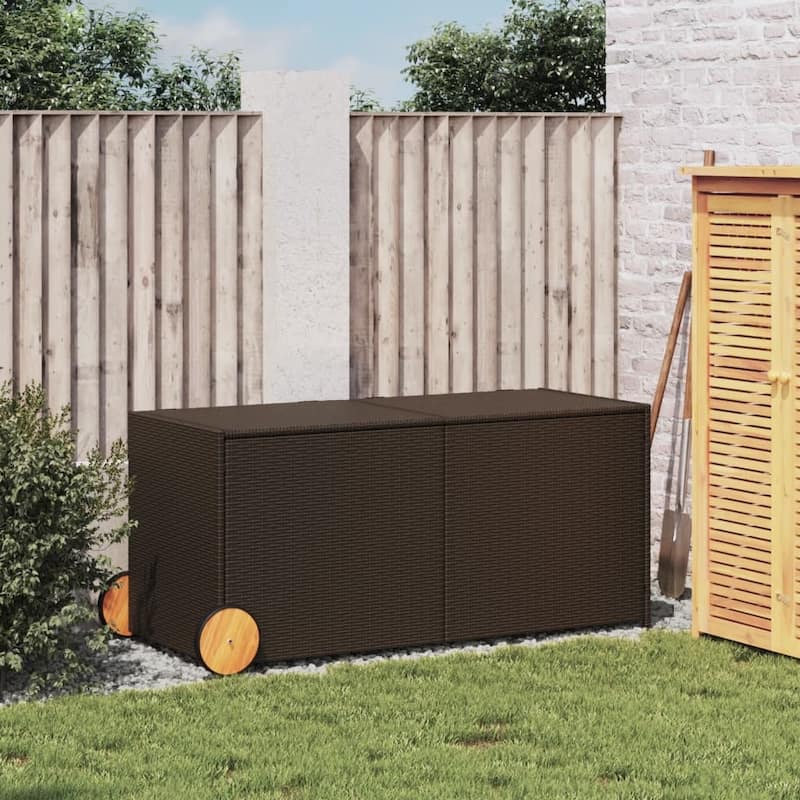 vidaXL Patio Storage Box Poly Rattan 70.9"x35.4"x27.6" Gray