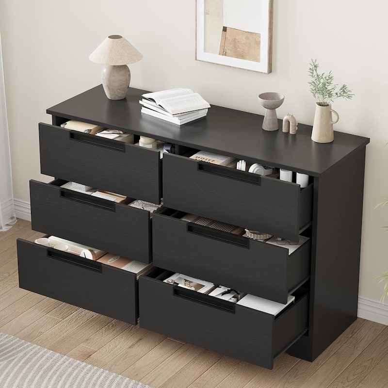 6 Drawer Dresser for Bedroom, Living Room, Nursery, Black
