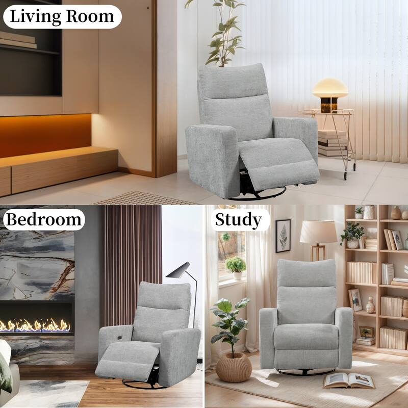 Olmas 33.5"W Power Swivel Glider Recliner with USB Charger