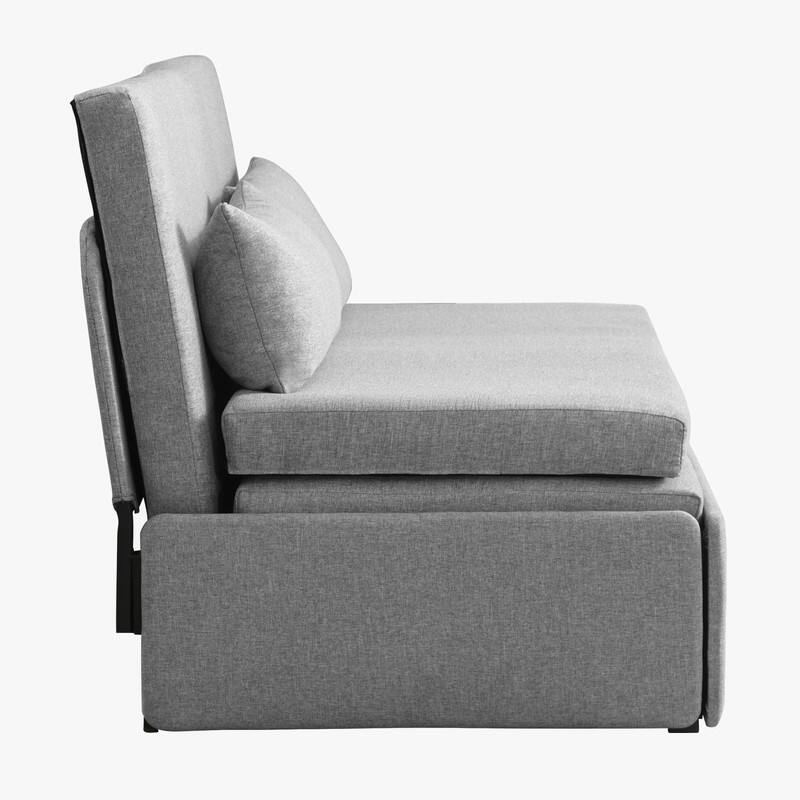 Mixoy Linen 2-in-1 Convertible Sofa Bed,Twin/Queen Pull Out Sleeper Sofa with Mattress,Cushions