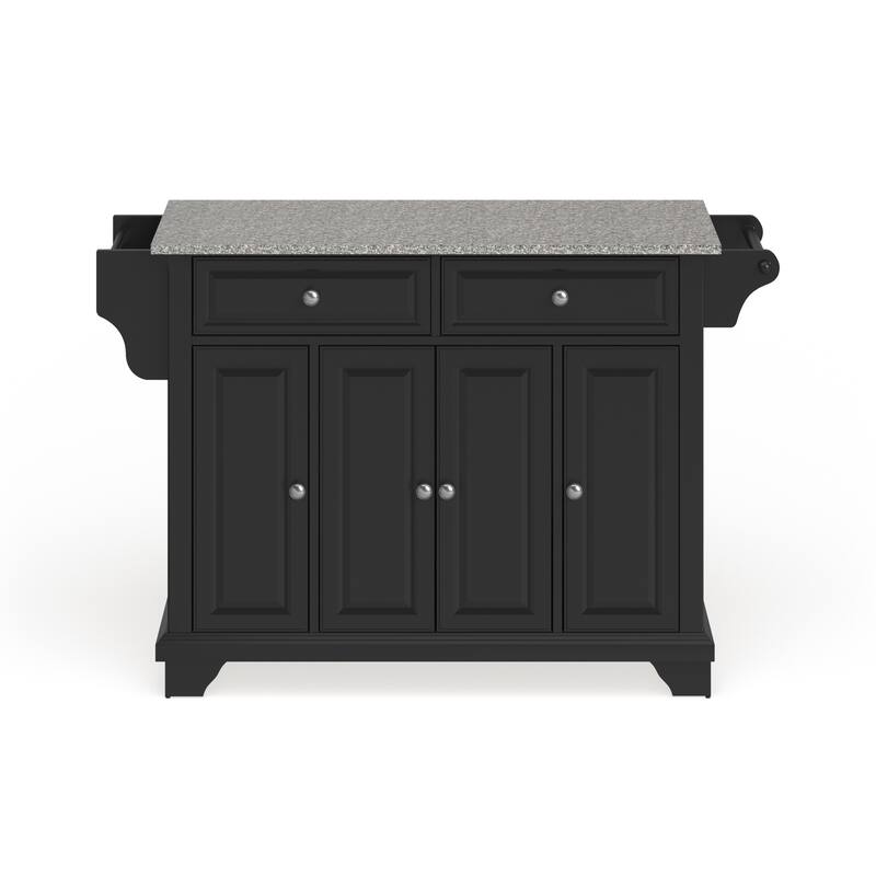 Crosley Lafayette Granite Top Kitchen Island in Black Finish - 18"d x 51.5"w x 36"h