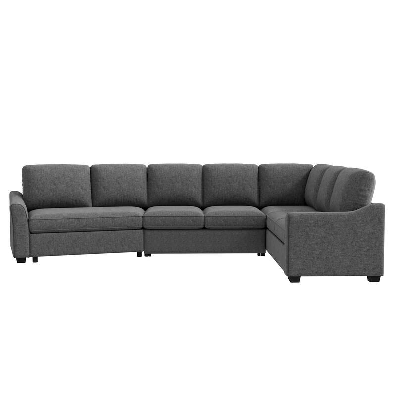 Sectional Sleeper Sofa with Pull-Out Bed Modern L-Shape Couch Bed with USB Charging Port