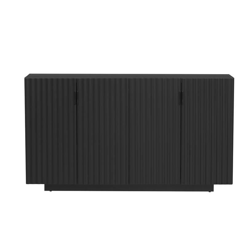 Four Wave Doors Hallway Cabinet Base Cabinet Cupboard, Stylish Buffet Cabinet Display Cabinet with Adjustable Shelves