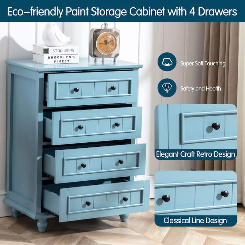 blue 4 drawer dresser Vintage Blue Floral Patterned 4-Drawer Chest main image 0