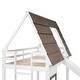 preview thumbnail 14 of 17, House Bunk Beds with Slide, Wood Twin Over Twin Bunk Beds with Roof, Window, Ladder and Guardrails for Kids Teens