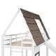 preview thumbnail 2 of 6, Twin Size Roof Wood House Bunk Bed With Ladder and Slide
