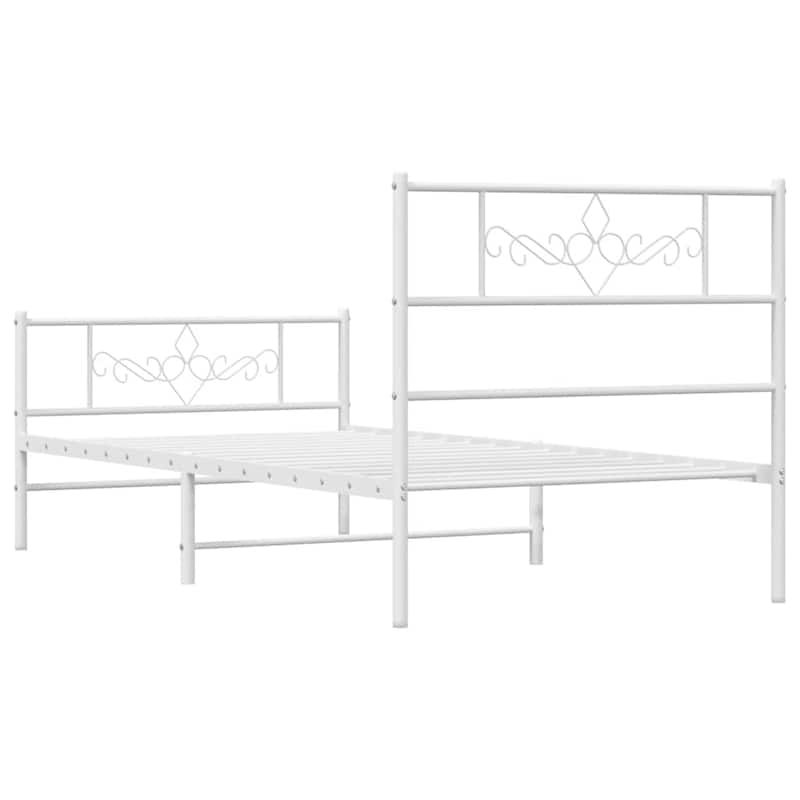 vidaXL 12 Inches White Twin Metal Bed Frame No Mattress - 77.2" x 41.3" x 35.4"