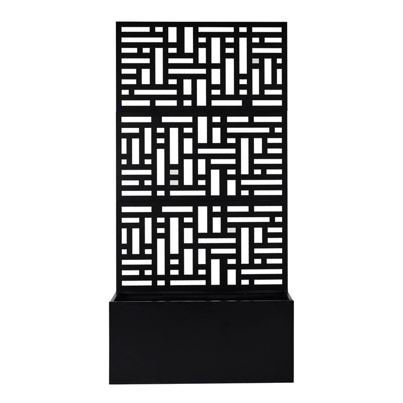 2-in-1 Black Metal Garden Planter Box with Trellis for Climbing Plants Flowers Vegetables or Patio - (35.8 x 16.1 x 70.5) in