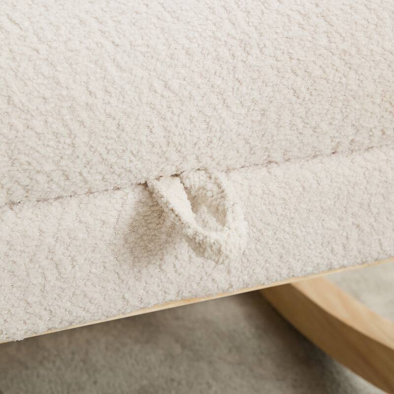 Boucle Rocking Chair with Retractable Footrest and Side Pockets
