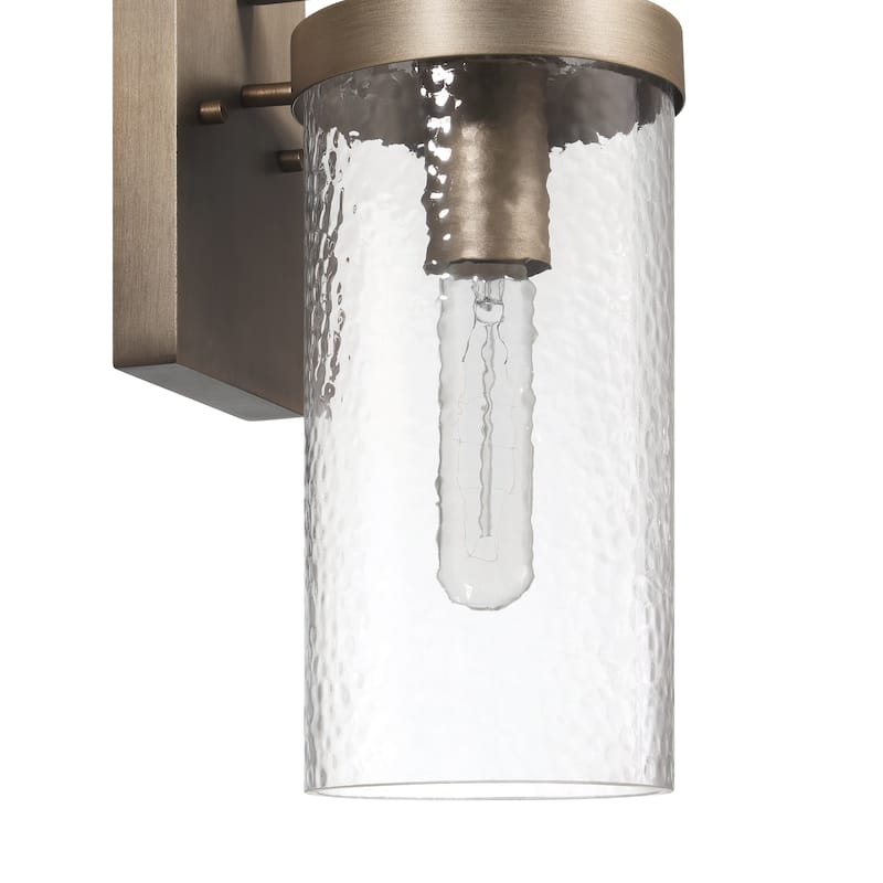 Aria Textured Water Glass and Metal Wall Mounted Outdoor Light - 6.7"L x 5.3"W x 12.5"H
