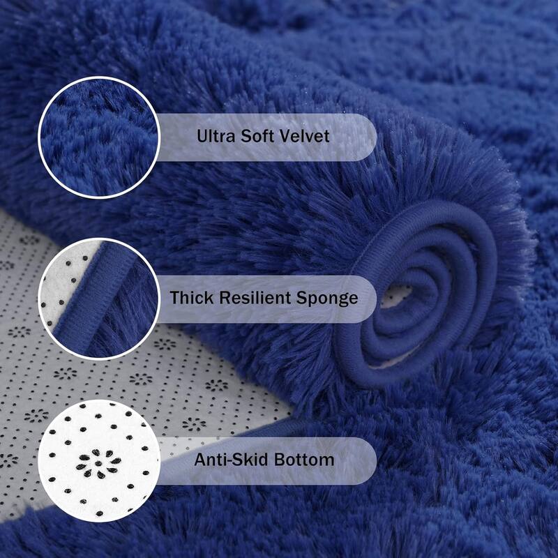 Living Room Bedroom Super Soft Pile Area Rug, Modern Shaggy Rugs, Non-Slip Pile Rugs for Kids
