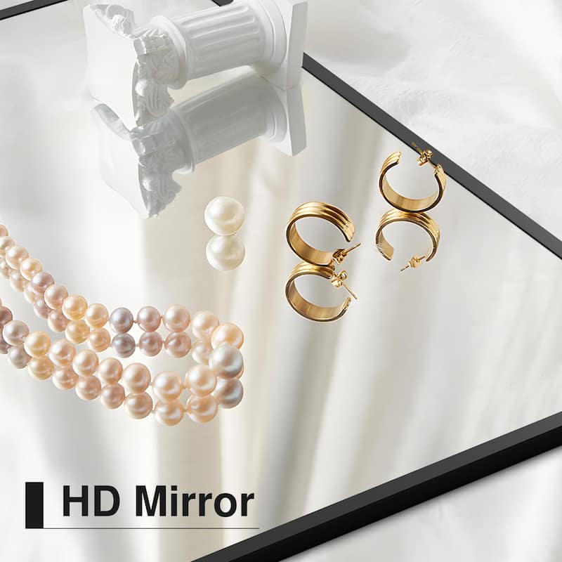 Fashionable Wall Mirror with Aluminum Alloy Frame (Set of 2) - Black - 38*26
