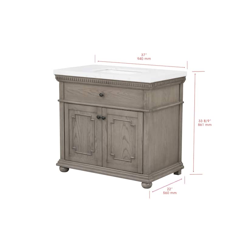 37'' Astoria Bathroom Vanity with Engineered Stone Top - 37 L x 22 D x 34 H