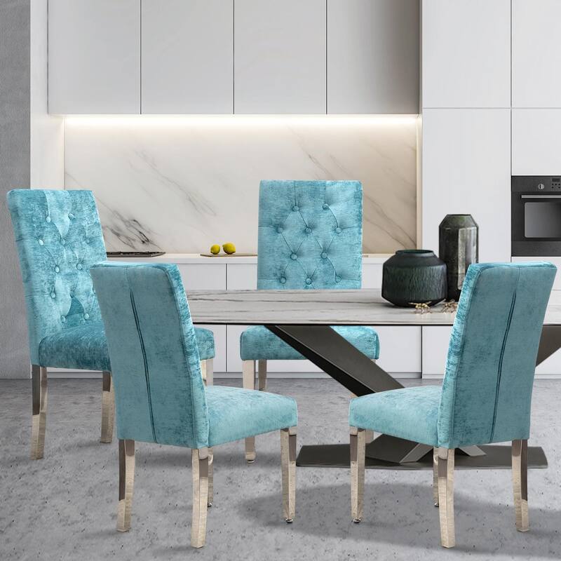 Luxury Chenille Dining Chairs - Ergonomic Design, Set of 2