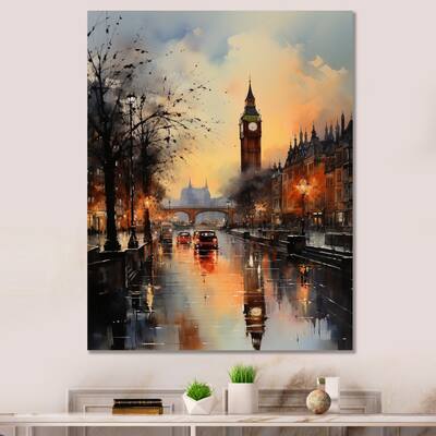 Designart "England City Skylineengland Landscape II" England Canvas Print