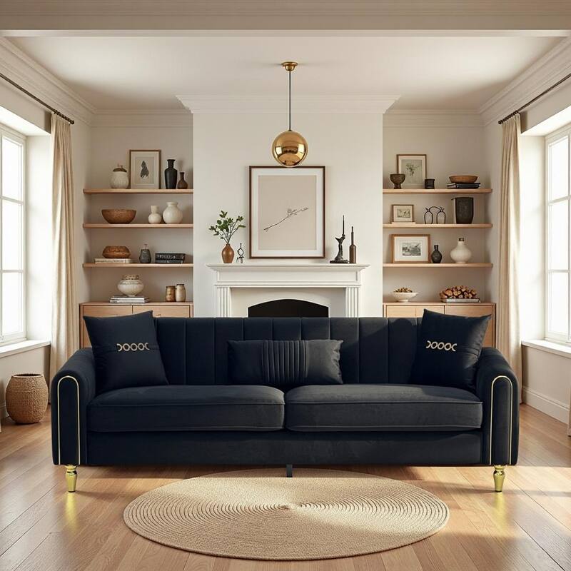 87.4" Luxury Loveseat Sofa with Metal Legs, Round Arms