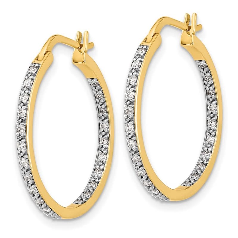 Curata 14k Diamond In Out Hoop Earrings - 24x24mm Wide 2mm Thick
