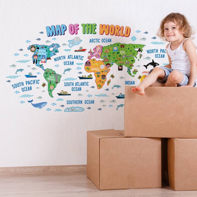 Walplus Map of the World Children Kids Wall Sticker DIY Nursery Decor