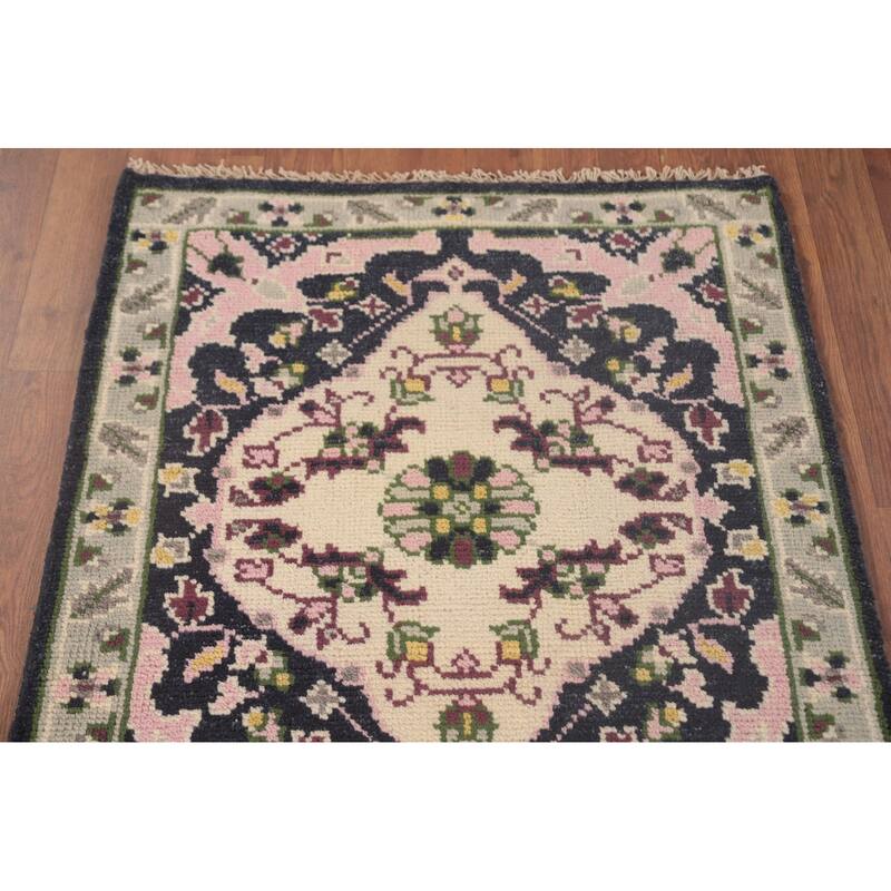 Pink Heriz Serapi Oriental Runner Rug Wool Carpet - 2'7"x 7'11"